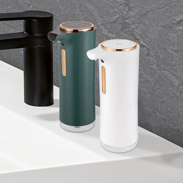 Skumsæbedispenser - Automatisk med sensor - USB-opladning 5V/1A - 250 ml beholder - Berøringsfri til badeværelse - Ladetid 3–4 t - Hvid