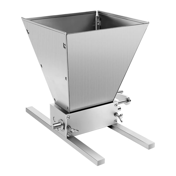 Manuell Spannmålskvarn - Maltkross - Justerbar Malningsgrad - 2 Rostfria Valsar - Aluminiumhus - Rostfri Tratt - 3,6 kg/min - Höjd 26 cm - Silver