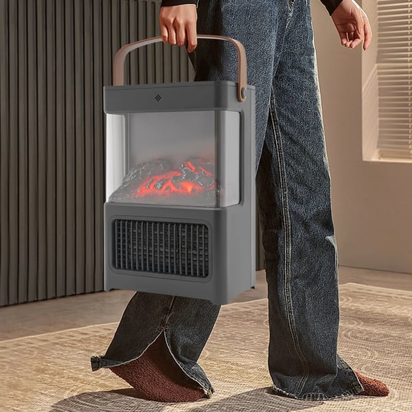 Elektrisk Pejs - Fritstående Pejsvarmer - 3D Flammeeffekt - 2000 W - PTC-Keramik - LED-Display - Fjernbetjening - 12 T Timer - Sort