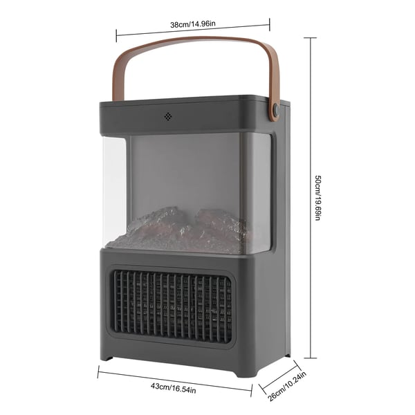Elektrisk Pejs - Fritstående Pejsvarmer - 3D Flammeeffekt - 2000 W - PTC-Keramik - LED-Display - Fjernbetjening - 12 T Timer - Sort