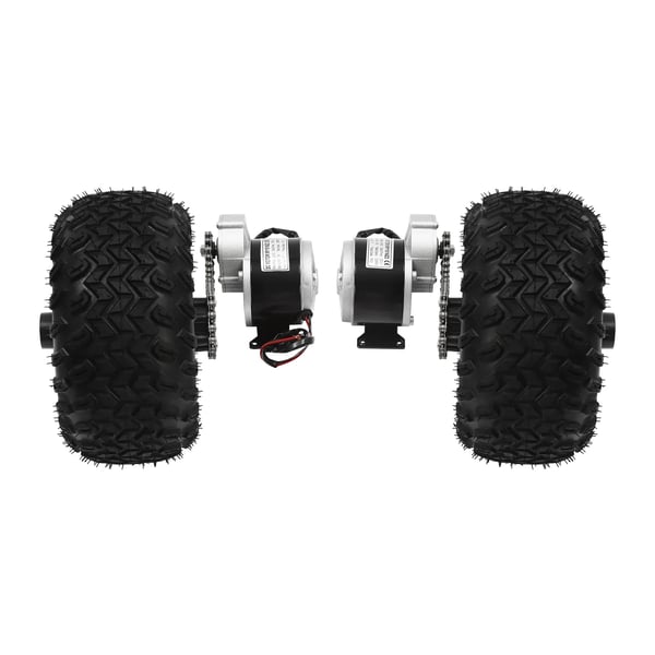 El-scooter ombygningssæt - Dobbelt hjulsæt - Børstet gearmotor - 250 W - 24 V - 25,4 cm hjul - Bakgear - Tommelgas - Sort