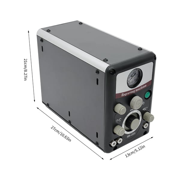 Smykkegraveringsmaskine - Pneumatisk med fodpedal - Til mikroindfatning - 80 W - EU-stik - Justerbart lufttryk 0–60 PSI - 400–8000 RPM - Sort