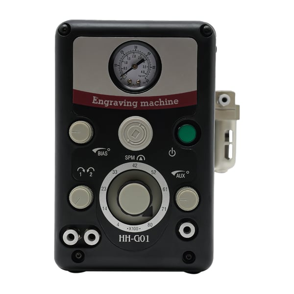 Smykkegraveringsmaskine - Pneumatisk med fodpedal - Til mikroindfatning - 80 W - EU-stik - Justerbart lufttryk 0–60 PSI - 400–8000 RPM - Sort