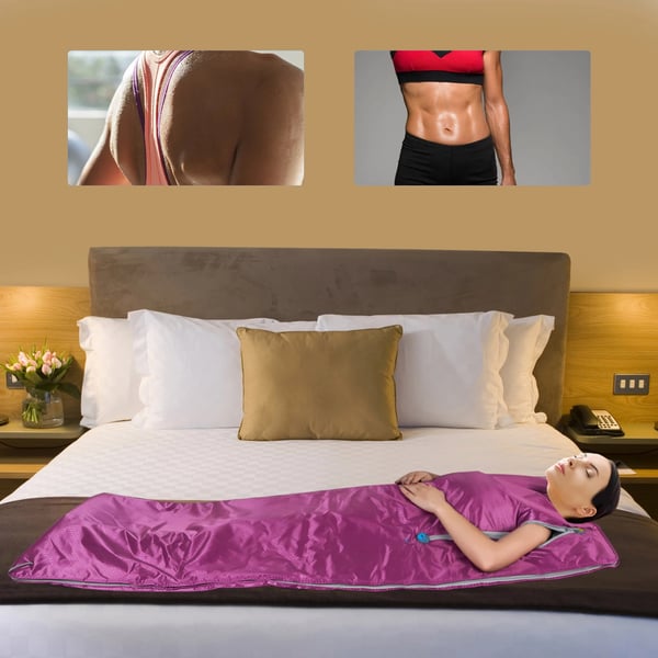 Saunatæppe - Bærbart varmetæppe - 180 x 80 cm - Fjernbetjening - Til afslapning & Detox - Lilla