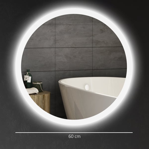 Rund badrumsspegel - LED-spegel - Ø60 cm - Imfri - 3 Färgtemperaturer - Minnesfunktion - Touch-kontroll - Krom