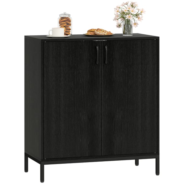 Sideboard Skänk - 2 Dörrar - Justerbar Hylla - Höga Ben - 80x40x90 cm - För Kök/Vardagsrum - Svart