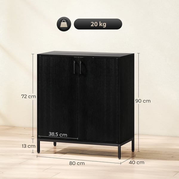Sideboard Skänk - 2 Dörrar - Justerbar Hylla - Höga Ben - 80x40x90 cm - För Kök/Vardagsrum - Svart