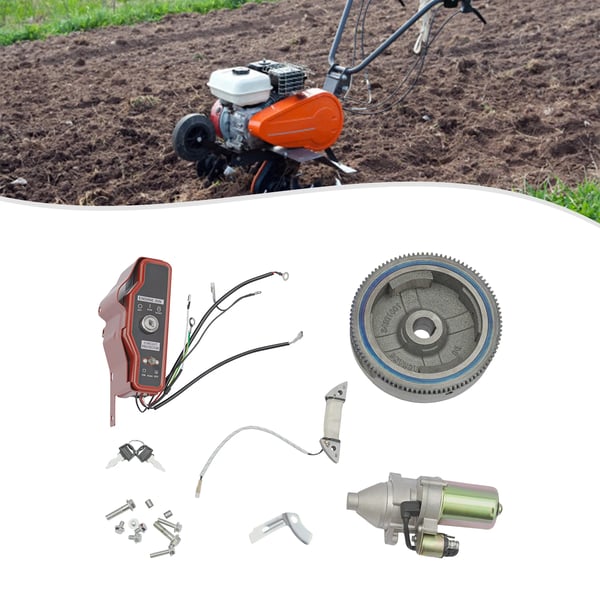 Elstart konverteringssæt - GX340/GX390 benzinmotor - 12V starter - Svinghjul - Tændingslås med nøgle