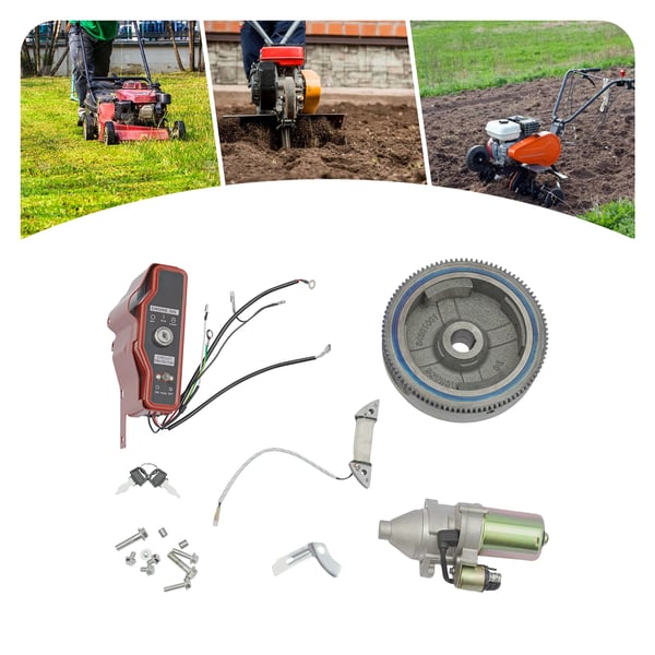 Elstart konverteringssæt - GX340/GX390 benzinmotor - 12V starter - Svinghjul - Tændingslås med nøgle