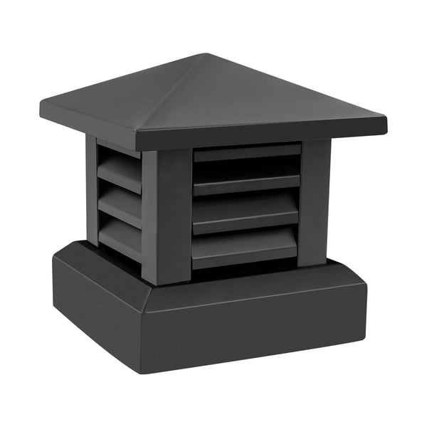 Skorstenshætte - Konisk top - Lameldesign - Aluminiumlegering - Bund 25,4 x 25,4 cm - Højde 30 cm - Sort