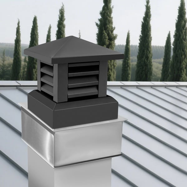Skorstenshætte - Konisk top - Lameldesign - Aluminiumlegering - Bund 25,4 x 25,4 cm - Højde 30 cm - Sort