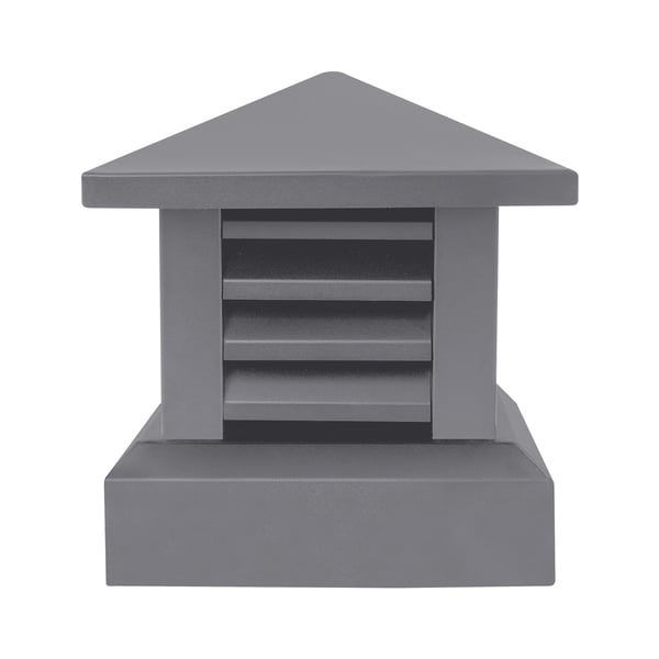 Skorstenshætte - Regnhætte - Aluminium 1,2 mm - Rustbestandig, Regntæt - Bund 25,5×25,5 cm, Top 27×27 cm - Højde 30 cm - Mørkegrå