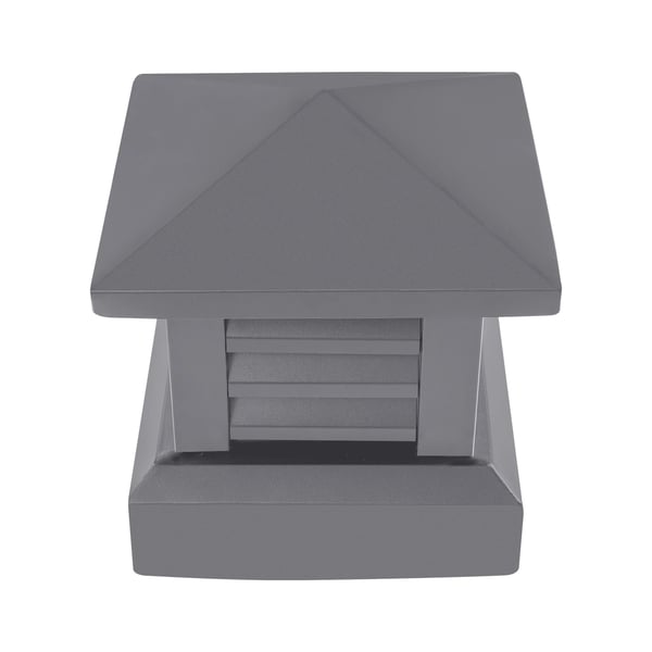 Skorstenshætte - Regnhætte - Aluminium 1,2 mm - Rustbestandig, Regntæt - Bund 25,5×25,5 cm, Top 27×27 cm - Højde 30 cm - Mørkegrå