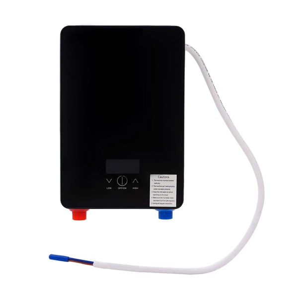 Gennemstrømsvandvarmer - Tankløs elektrisk - Væghængt - 6500 W - LED-display - IPX24 - Håndbruser - Sort