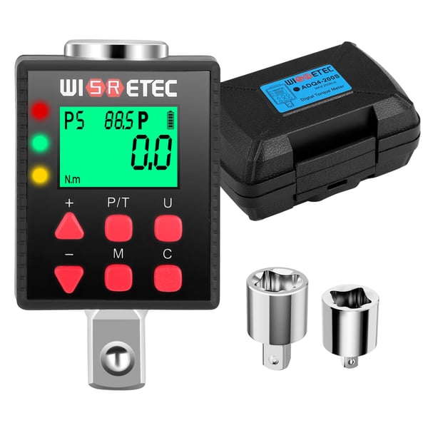 Digital momentadapter - 1,27 cm drivfirkant - 3,4–340 Nm - Nøjagtighed ±1 % - Hukommelsesfunktion - Uden batteri - Til bil & motorcykel - Sort