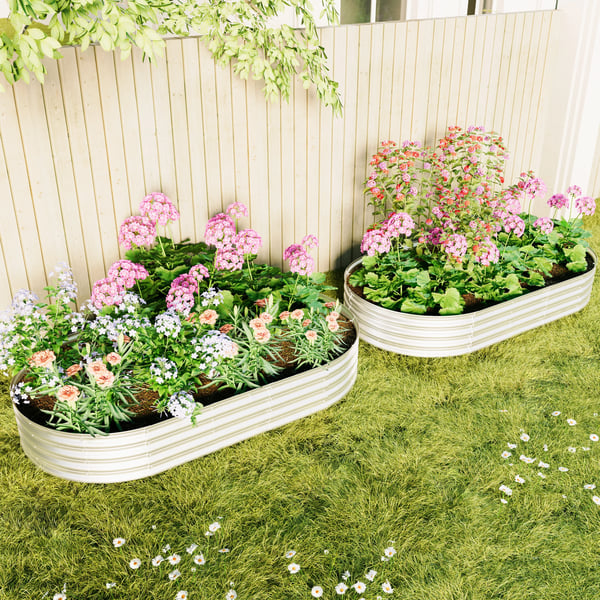 Højbed - Hævet havebed kit - Galvaniseret metal plantekasse - Rustbestandig - Til grøntsager, blomster og urter - Nem montering - Udendørs