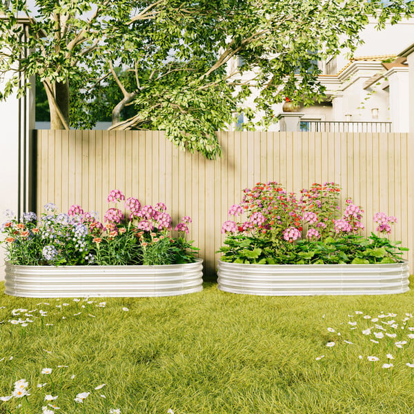 Højbed - Hævet havebed kit - Galvaniseret metal plantekasse - Rustbestandig - Til grøntsager, blomster og urter - Nem montering - Udendørs