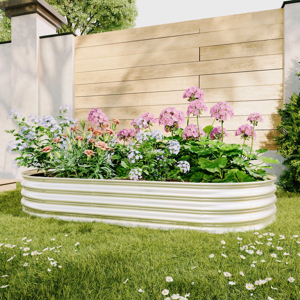 Højbed - Hævet havebed kit - Galvaniseret metal plantekasse - Rustbestandig - Til grøntsager, blomster og urter - Nem montering - Udendørs