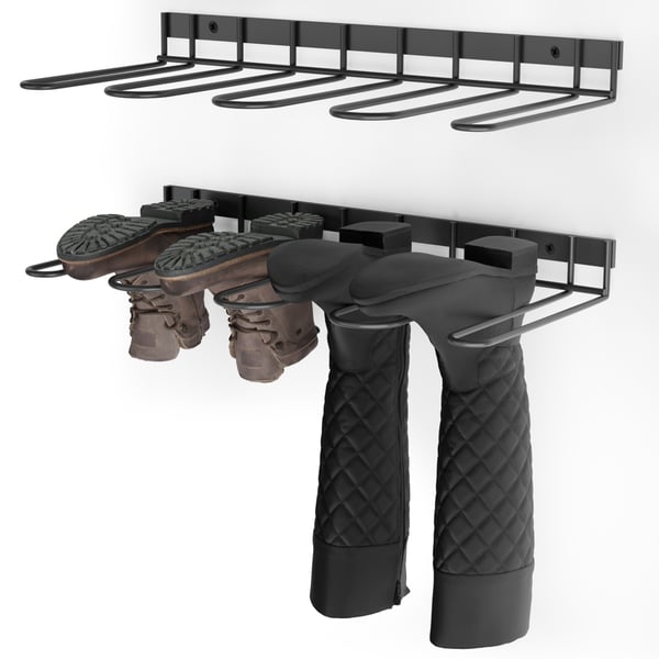 Støvleholder & stativ - Vægmonteret holder - 2-pak - Solidt metal - Til høje støvler - Skab/entré/garage - Sort