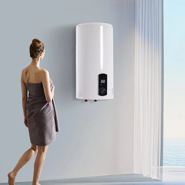 Elektrisk vandvarmer - Vertikal model - 2000 W 220 V - Hurtig opvarmning - Cylindrisk - Beige
