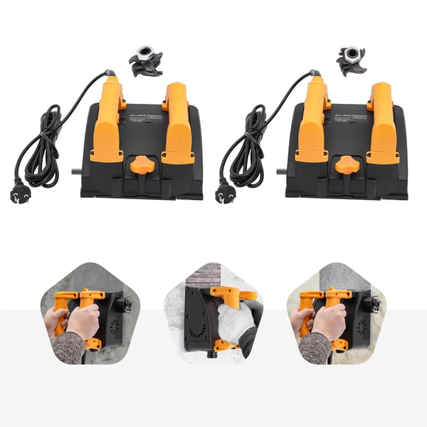 Sähköinen seinäjyrsin rappaus - Perusterä - Teho 1200 W - Leveys 15 cm - Syvyys 1–4 mm - 1000–4000 rpm - 26 Terää - Puhdas kuparimoottori - Kulta