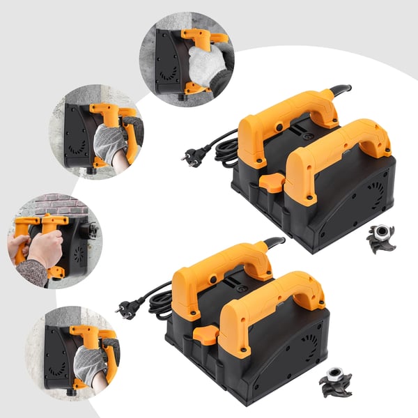 Sähköinen seinäjyrsin rappaus - Perusterä - Teho 1200 W - Leveys 15 cm - Syvyys 1–4 mm - 1000–4000 rpm - 26 Terää - Puhdas kuparimoottori - Kulta
