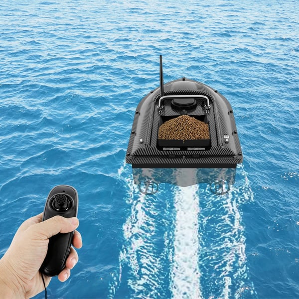 Foderbåd - RC-båd med GPS - 500 m Rækkevidde - 1,5 kg Kapacitet - LED-Lys - Natfiskeri - Cruise-kontrol - Radiostyring