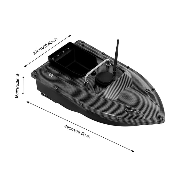 Foderbåd - RC-båd med GPS - 500 m Rækkevidde - 1,5 kg Kapacitet - LED-Lys - Natfiskeri - Cruise-kontrol - Radiostyring
