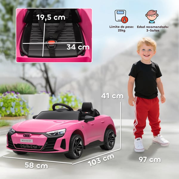 Elbil för barn 3+ - 12V batteribil - Fjärrkontroll - LED-strålkastare - Öppningsbara dörrar - USB-musik - Hastighet 3–5 km/h - Rosa