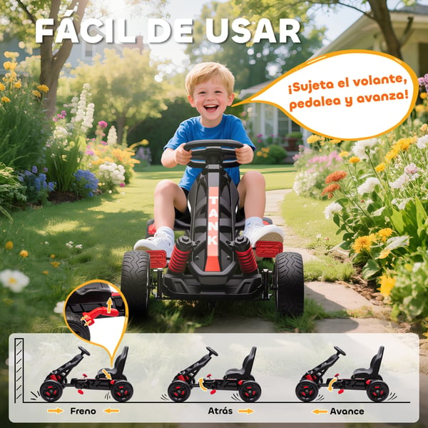Barn Go-kart/Gokart - Ride-on Åkfordon - 4 Hjul - Plast - 100x59x60,5 cm - Ålder 3–6 År - Röd