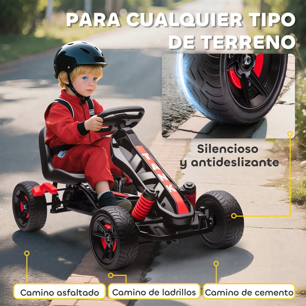 Barn Go-kart/Gokart - Ride-on Åkfordon - 4 Hjul - Plast - 100x59x60,5 cm - Ålder 3–6 År - Röd