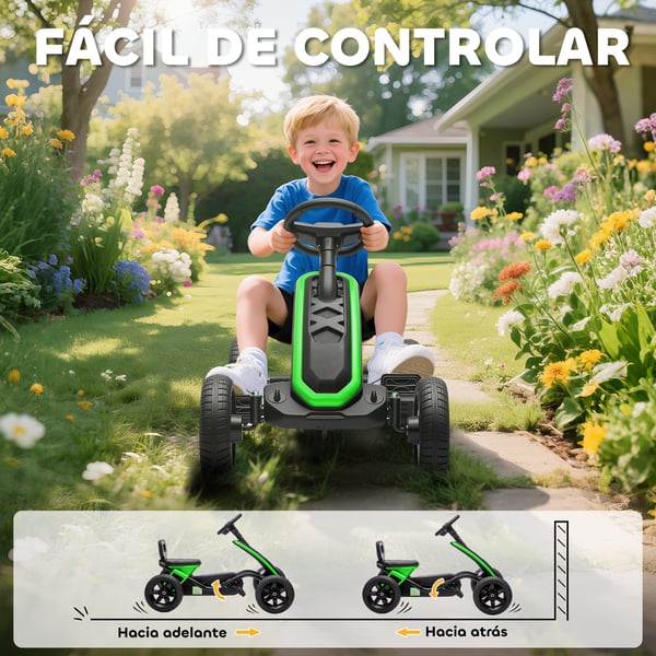 Gokart för Barn - Pedalgokart - 4 Hjul - Plast - Ej elektrisk - 85,5×49×57 cm - Ålder 3–6 år - Grön