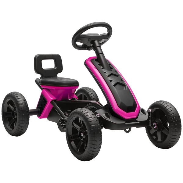 Barn go-kart - Trampbil - Halkfria EVA-hjul - Metallram - Maxvikt 30 kg - Mått 85,5×49×57 cm - För 3–6 år - Rosa