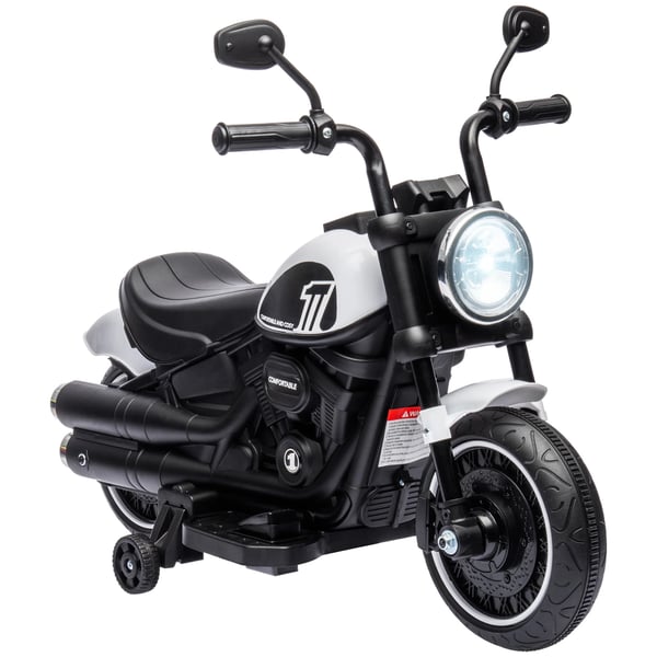 Elektrisk barnmotorcykel - Åkleksak tvåhjuling - 6V batteri - Max 25 kg - 3–6 år - 76×42×57 cm - Vit