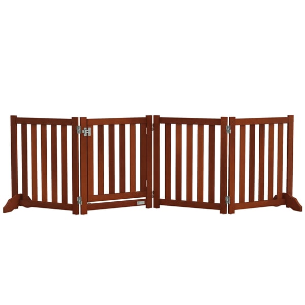 Hundgrind - Säkerhetsgrind - 4-panel fällbar - Med fotstöd - För trappor och dörrar - 205×30×60 cm - Mörk khaki