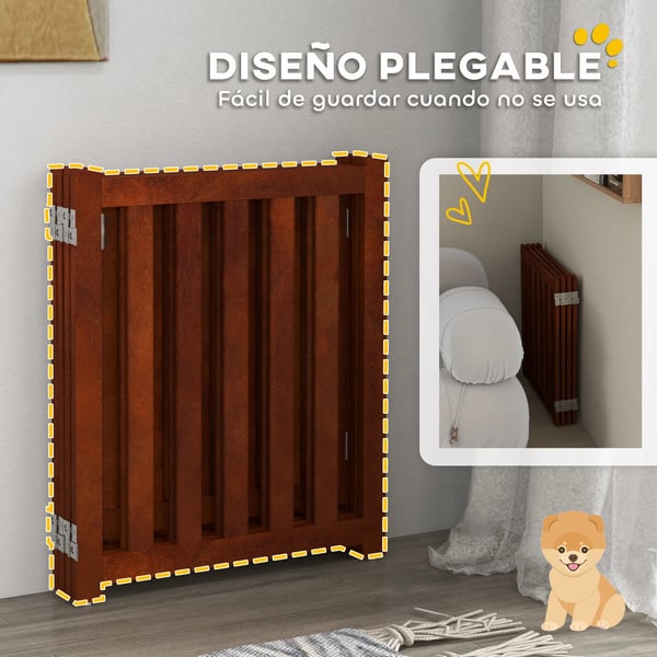 Hundgrind - Säkerhetsgrind - 4-panel fällbar - Med fotstöd - För trappor och dörrar - 205×30×60 cm - Mörk khaki