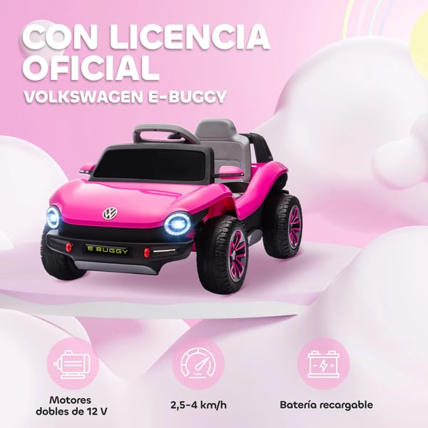 Elbil för barn - Åkbil 12V - Fjärrkontroll 2,4G - Dubbla motorer - Fjädring - LED-strålkastare - Musik/USB - Rosa