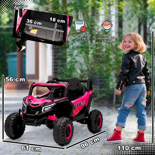 Elektrisk barnbil - UTV åkbil - 12V - 2 motorer - 2,4G fjärrkontroll - Upp till 7 km/h - Fjädring - LED-strålkastare & USB - Blå