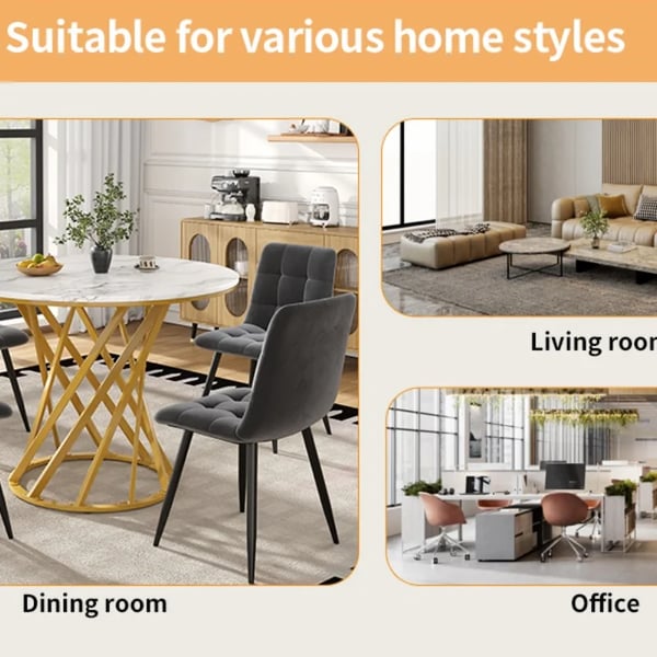 Rundt sofabord - Stuebord - MDF marmorlook bordplade - 80 x 80 x 76 cm - Til 4 personer - Hvid
