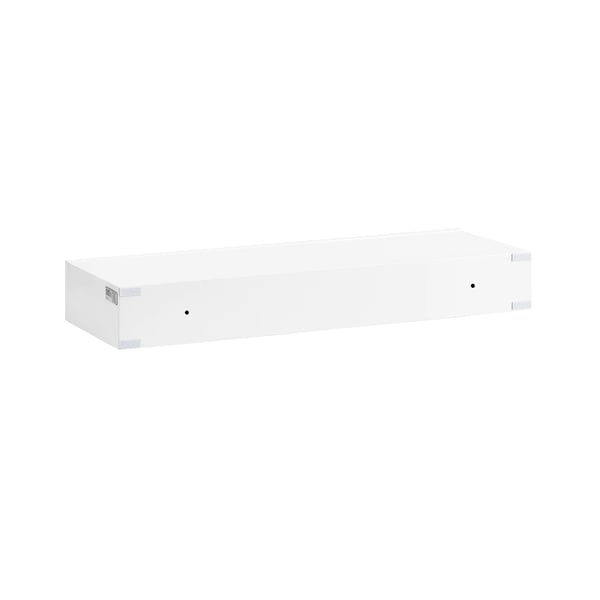 Seinähylly - Kelluva hylly laatikolla - LED-liiketunnistin - Paristokäyttöinen LED-valo - 60×20×8 cm - Kokoaminen vaaditaan - Valkoinen