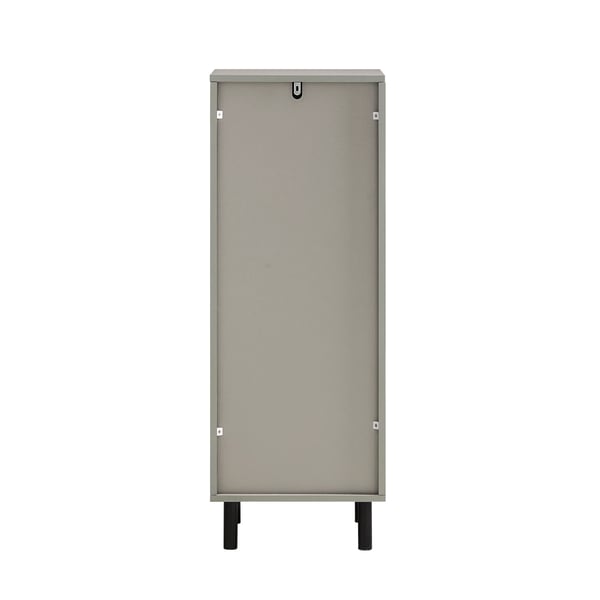 Vasketøjsskab med kurv - BZR132-NG - Udklappelig vasketøjspose - 31,5x86x30 cm - Til badeværelse - Samling kræves - Grå