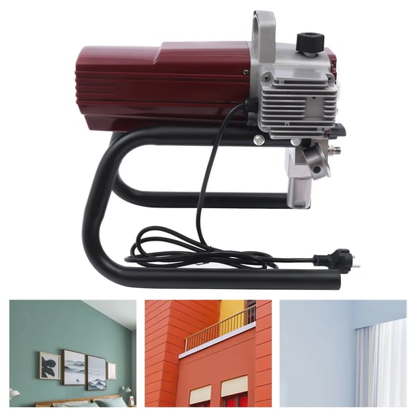 Airless malersprøjte - Elektrisk sprøjtepistol til vægmaling - 1800 W - Højtryk - 1,8 l/min Flow - Indendørs/Udendørs - CE-godkendt - Rød