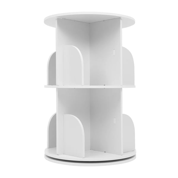 Bogreol - Fritstående opbevaringsreol - 360° drejbar - 2 niveauer - 8 rum - Bæreevne 60 kg - 40×59,5 cm - PVC & metal - Hvid