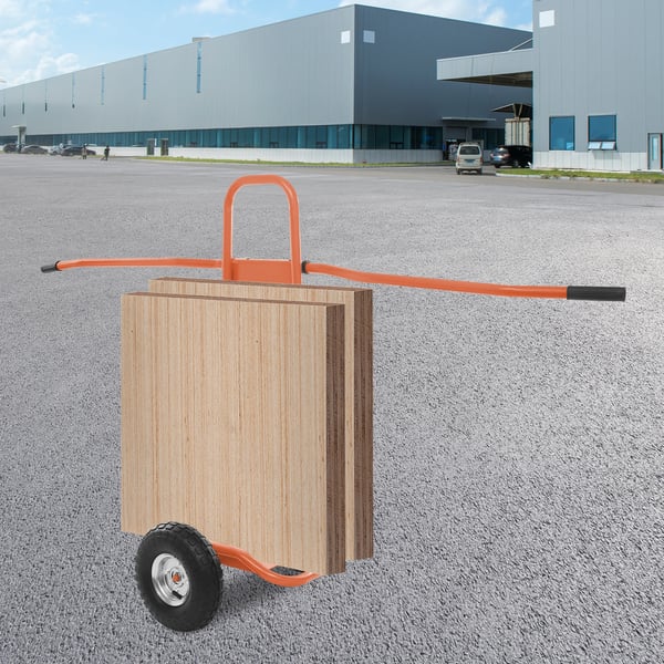 Pladevogn - Transportvogn til plademateriale - Bæreevne 220 kg - Platform 120 x 85 cm - Til gips, glasplader, gipskarton - Grå