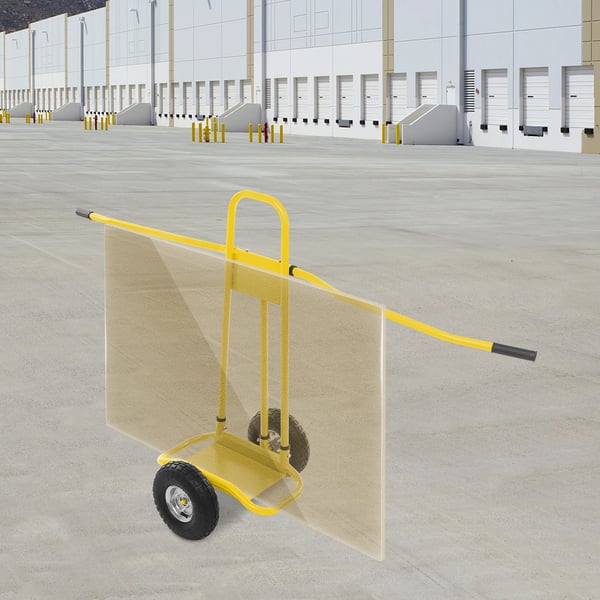 Pladevogn - Transportvogn - Fleksibel - 220 kg Bæreevne - 120×85 cm - Til gips, glas, gipsplader - CE-certificeret - Gul