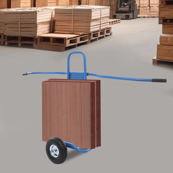 Pladevogn - Transportvogn - 220 kg Bæreevne - Platform 120×85 cm - Til gips- & glasplader - Blå