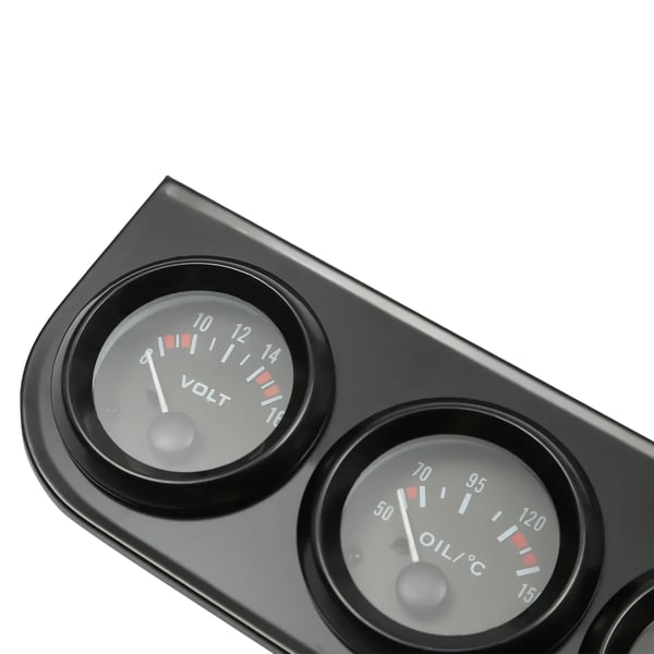 Trippelmåler til bil/lastbil - 3-i-1 instrument - Olietemperatur - Olietryk 0–7 kg - Voltmeter - DC 12V - 18,7×7,7×5,2 cm - Sort