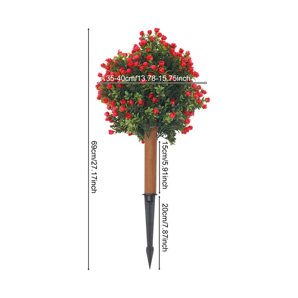 Tekopuksipuut - Topiary pallopuut 2 kpl - Maapiikeillä - Muovi - Ulkokäyttö, puutarhasisustus - Vihreä