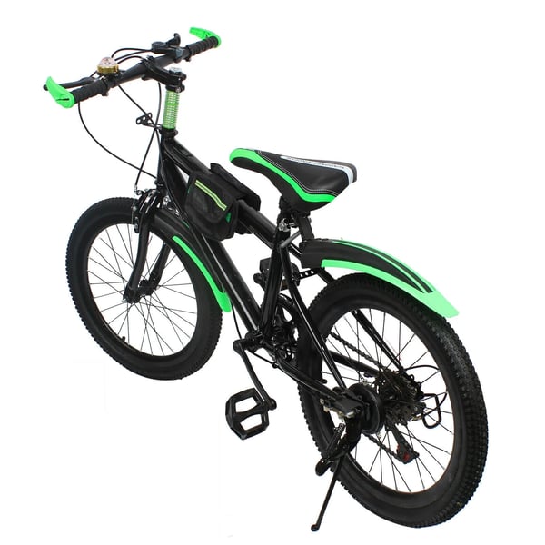 Barncykel - Mountainbike - 51 cm Hjul - 7 Växlar - Passar Längd 1,3–1,5 m - Justerbar Sadel 63–76 cm - Fälgbroms Fram/Fotbroms Bak - Svart/Grön