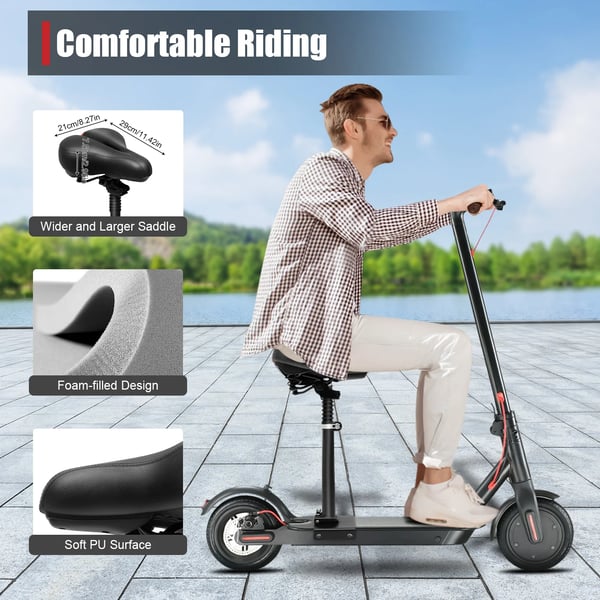 Sadel til el-løbehjul - Foldbart Sæde - Justerbar Højde 50–68 cm - Stødabsorberende - Maks 100 kg - Kompatibel med 365 Løbehjul - Sort